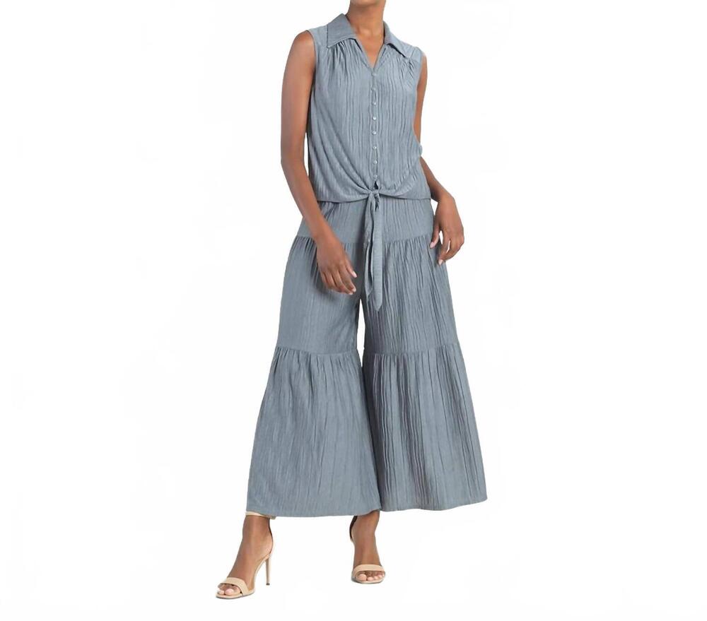 NEW CLARA SUNWOO sleeveless button down tie hem top in olive